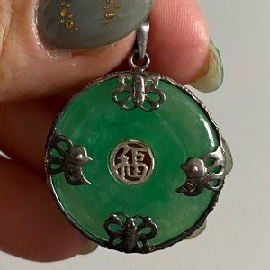 Chinese Silver & Jade Authentic Vintage Pendant